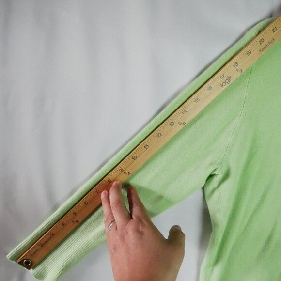 George Woman's Size L (12/14) Green Lightweight Button Up Cardigan 3/4 Sleeve - Picture 10 of 11
